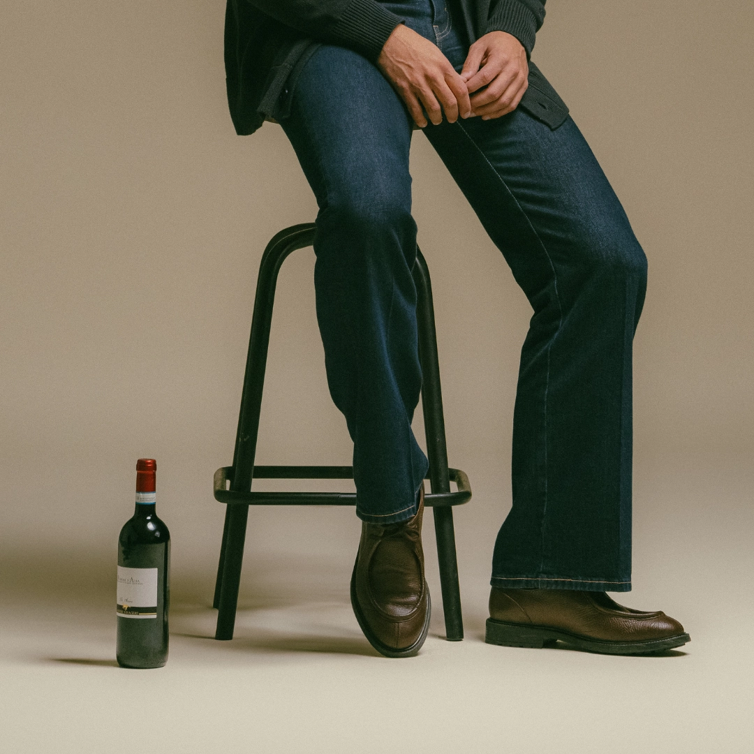 Derby Shoes Suit Men's Brown Pebbled Leather Tuscan Moc Boot