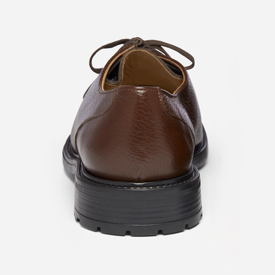 Smart Derby Shoes Men's Brown Pebbled Leather Tuscan Moc Boot