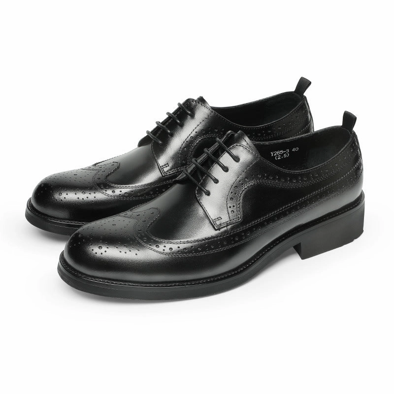 Men Classic Embossing Patchwork Cowhide Oxford Shoes Peep Toe Oxfords
