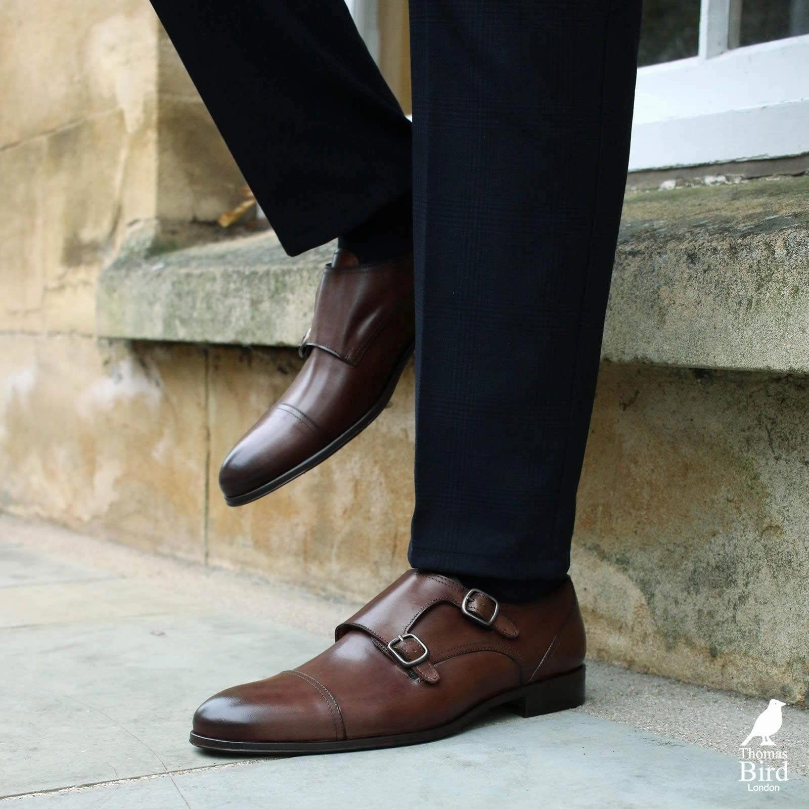 Bourne Monk Strap Brown Tabi Rubber Brogues