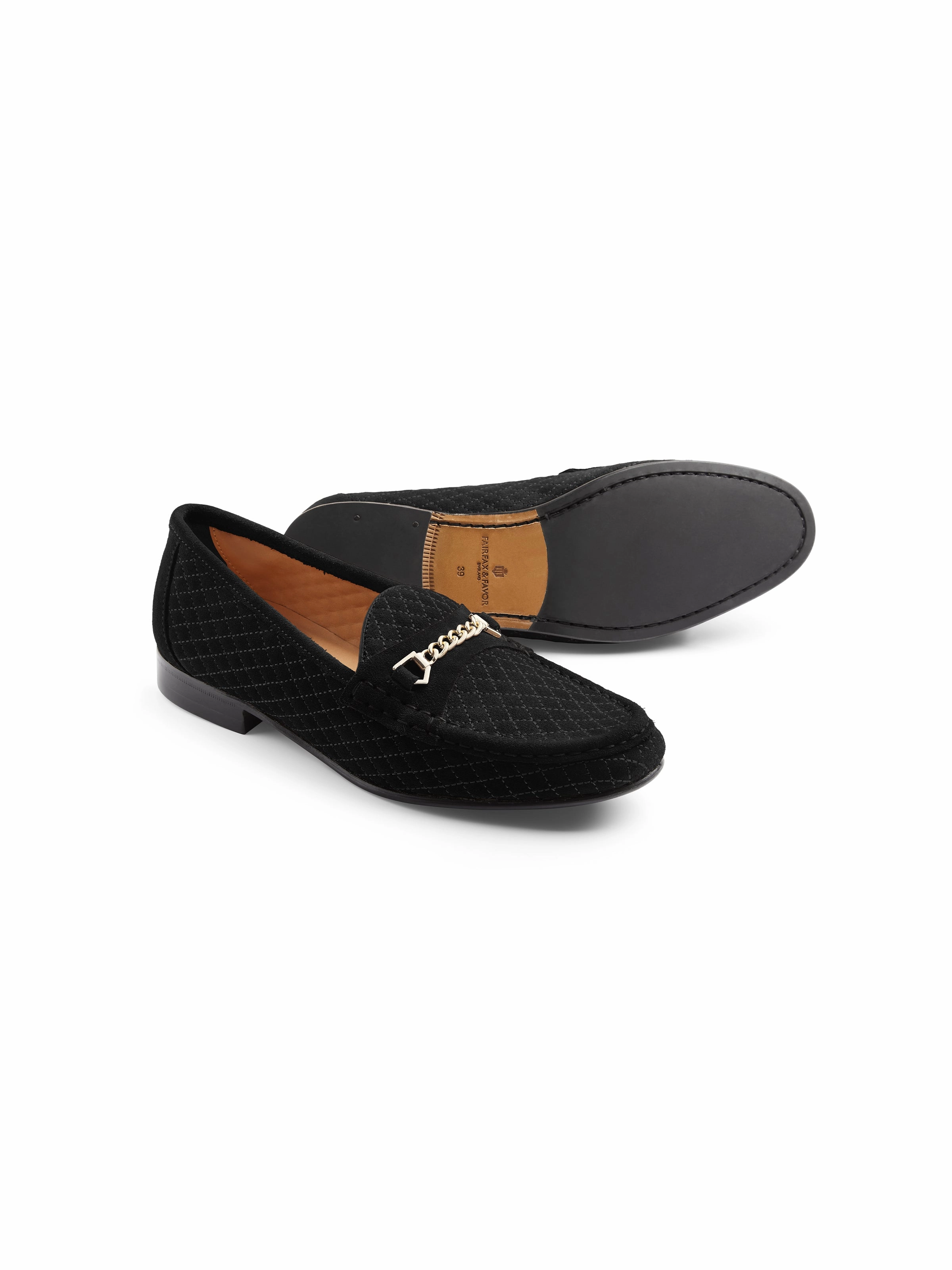 Quilted Apsley - Black Suede Loafers Wide Fit
