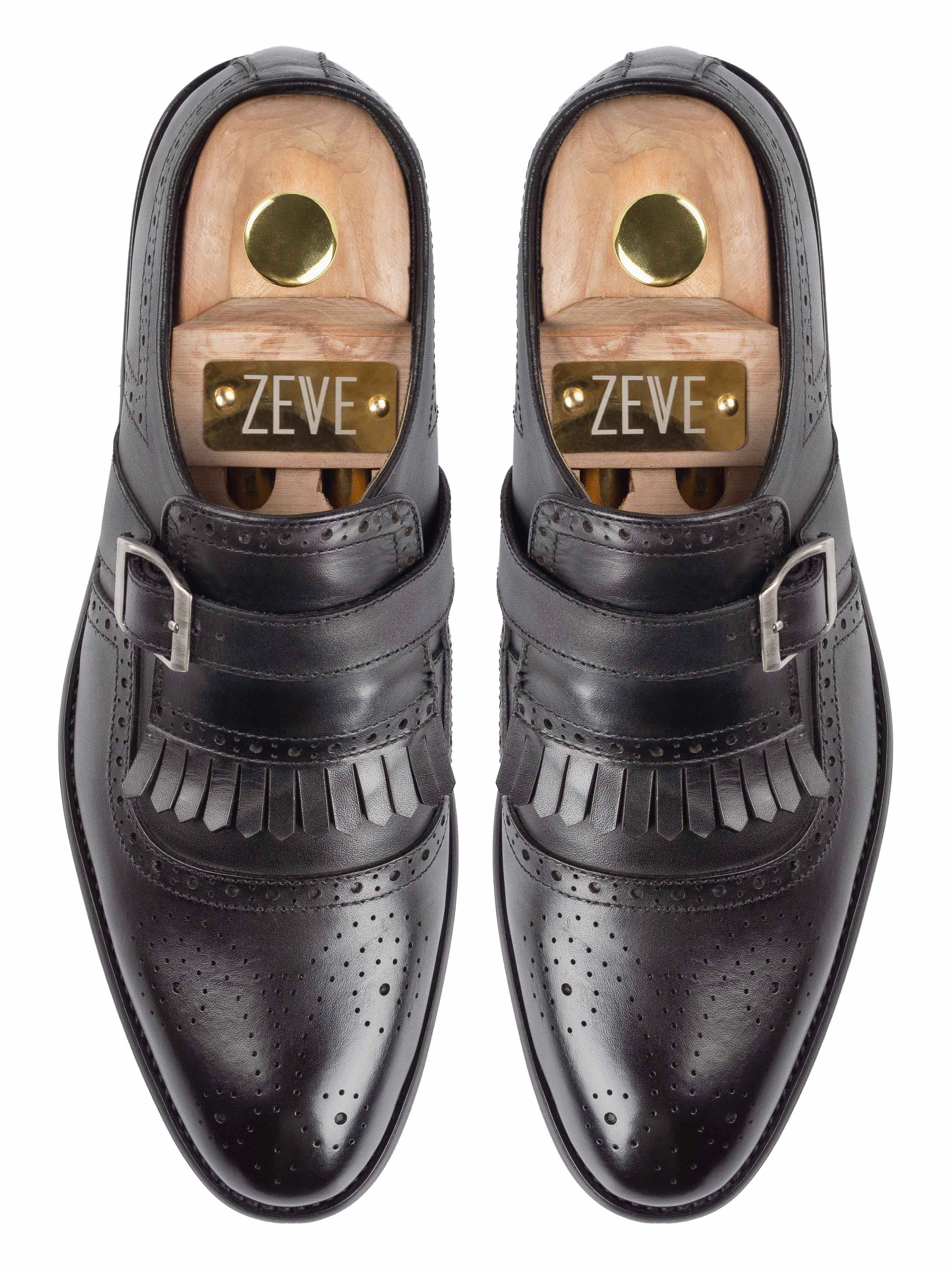 Jean Single Monk Strap - Solid Black Old Brogues