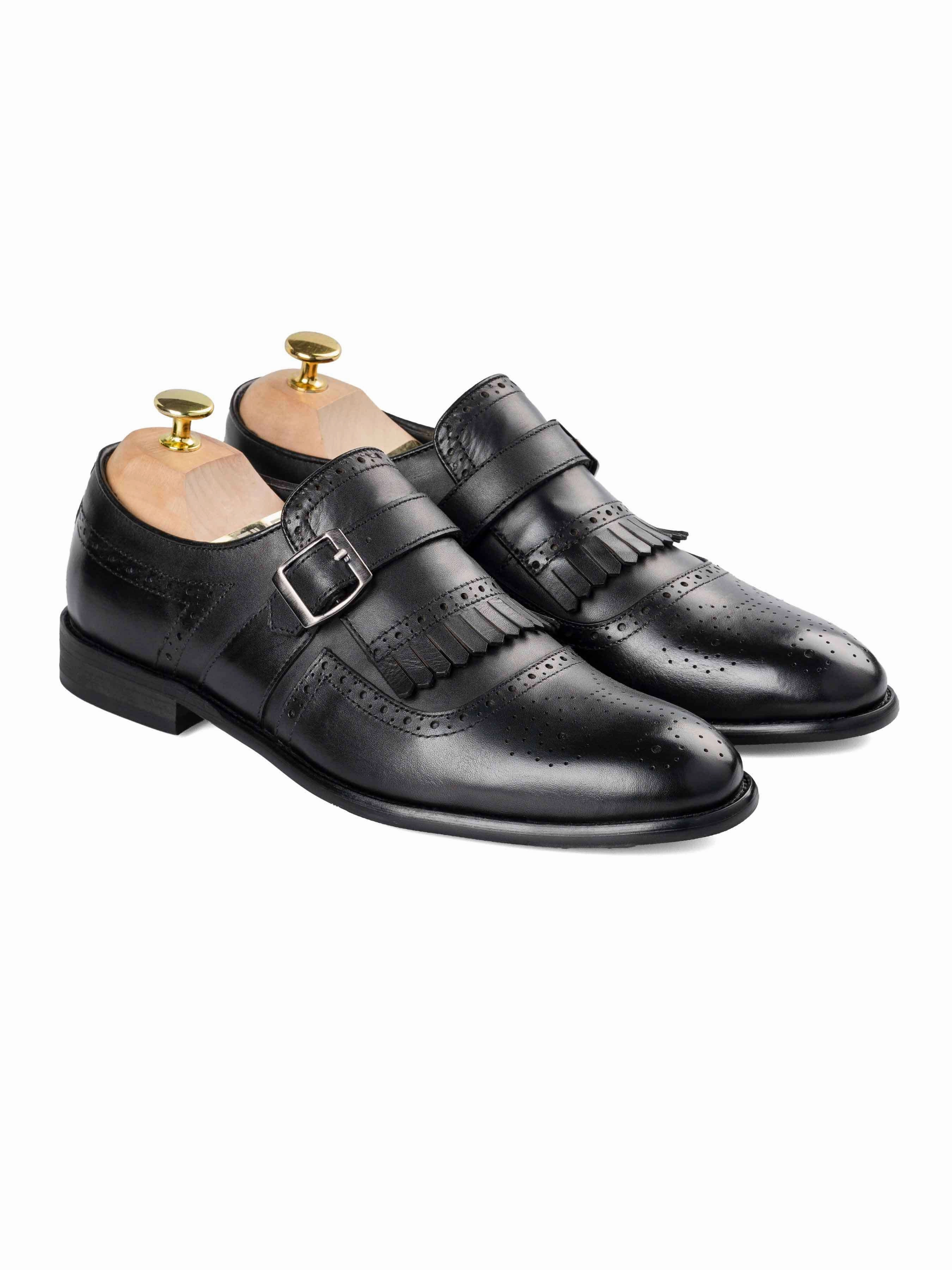 Robert Clergerie Brogues Jean Single Monk Strap - Solid Black