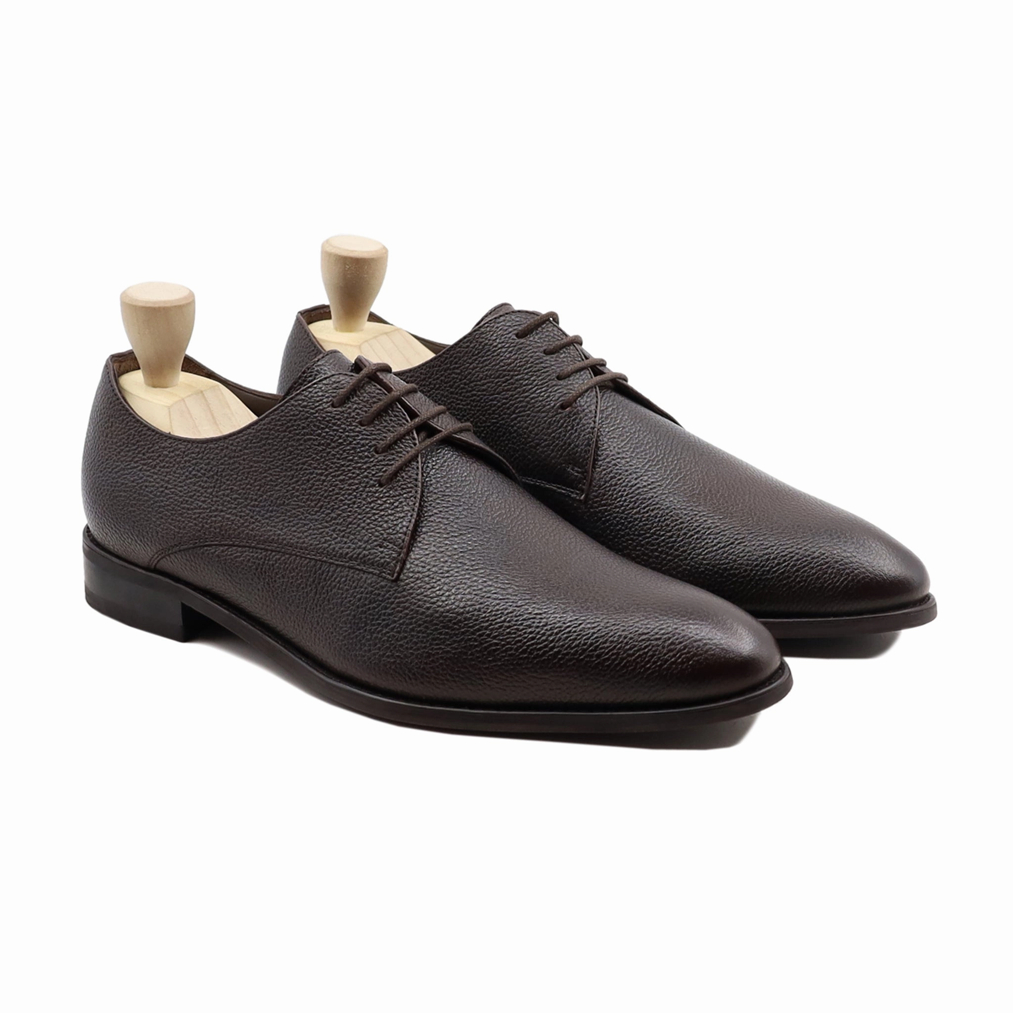 Brown Lace Up Shoes Hofsud - Men's Dark Brown Pebble Grain Leather Derby Shoe