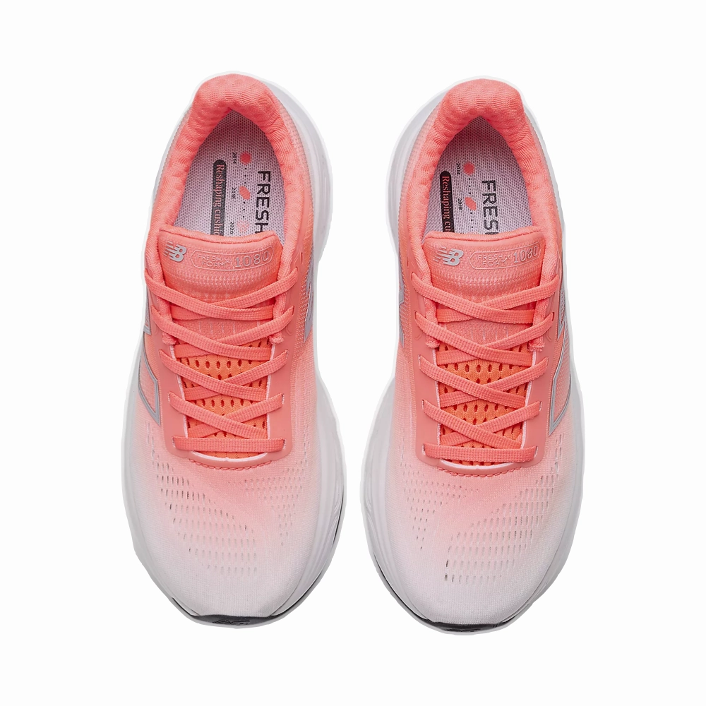 New Balance Women's Fresh Foam X 1080v14 Sneaker in Urgent Red with Silver Metallic and Light Silver Metallic Childrens Running Shoe