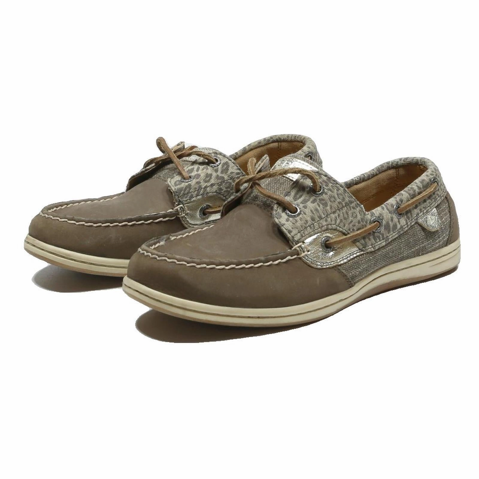 SPERRY Authentic Original Womens Boat Shoes Taupe Canvas UK 7 Casual Lightweight Casual Ballet Shoes