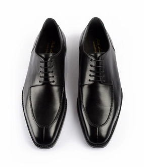 Prada Diapason Opaque Brushed Leather Lace-up Shoes Split-Toe Derby - Black