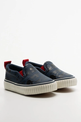 Mickey Mouse Denim Slip On Sneakers Blue Stacked Slip Ons