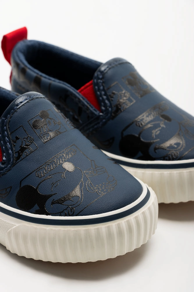 Mickey Mouse Denim Slip On Sneakers Blue Waterproof Slip-on On Sale Slip On Leather