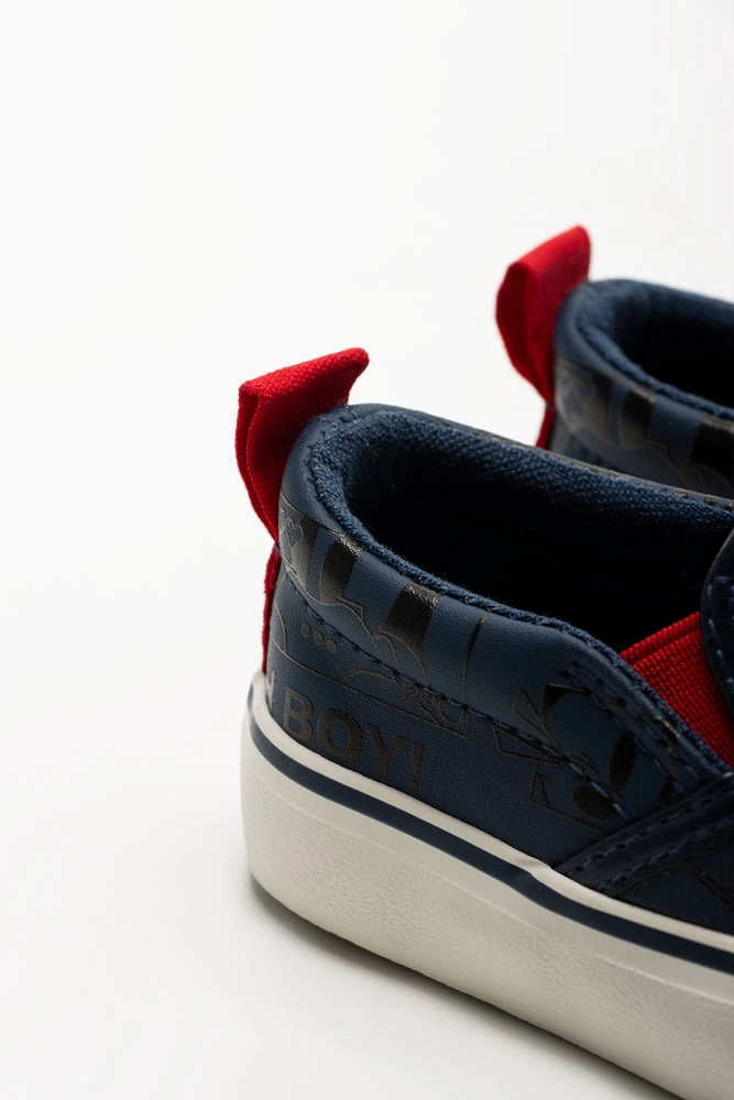 Gothic Slip On Shoes Mickey Mouse Denim Slip On Sneakers Blue