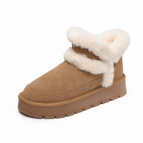 The Best Snow Boots Women's Retro Suede Warm Ankle Snow Boots