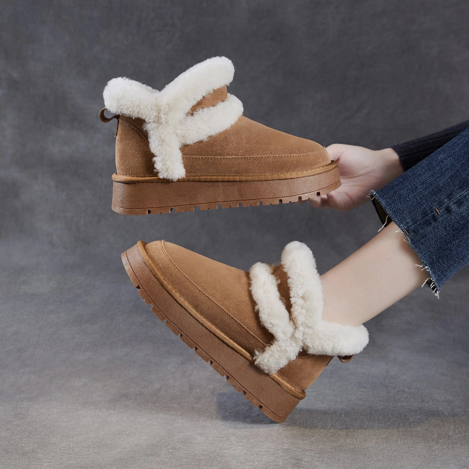 Women's Retro Suede Warm Ankle Snow Boots Snow Boots Original