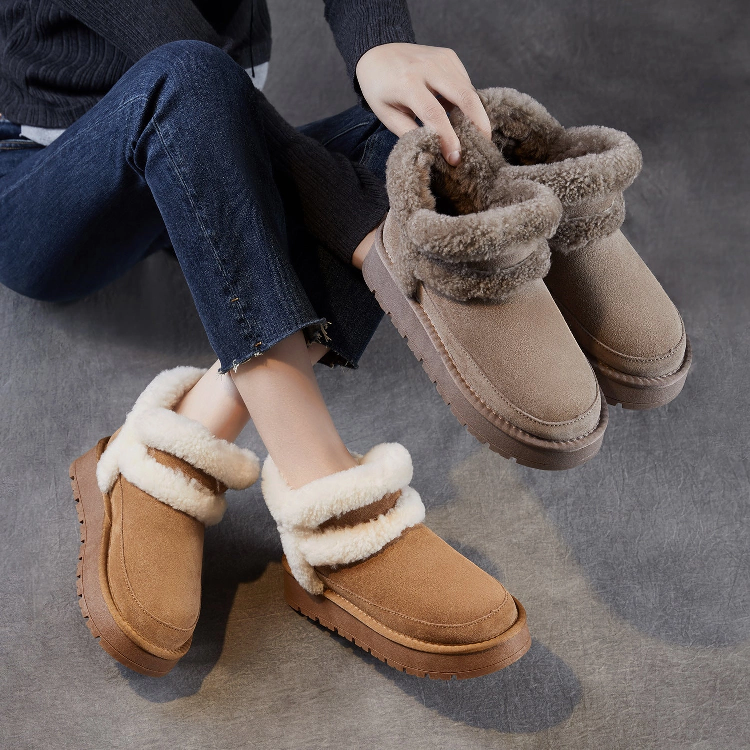 Women's Retro Suede Warm Ankle Snow Boots Sorel Caribou Winter Snow Boots