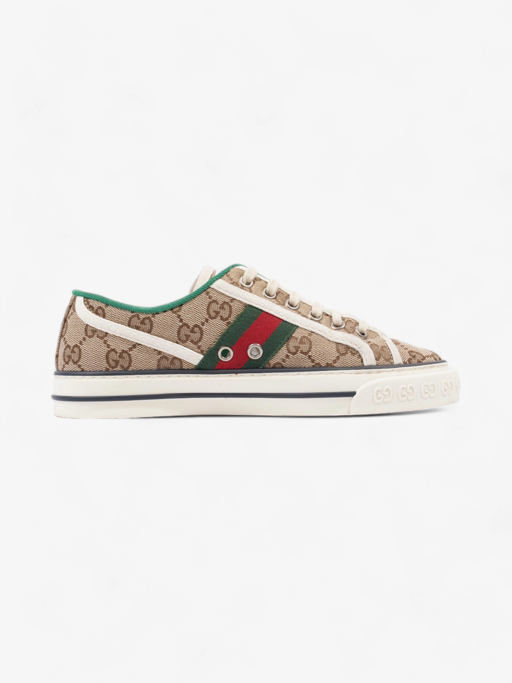 Gucci Tennis 1977 Sneakers Beige Monogram / White / Green Canvas EU 36.5 UK 3.5 Best Way To Clean Suede On Tennis Shoes