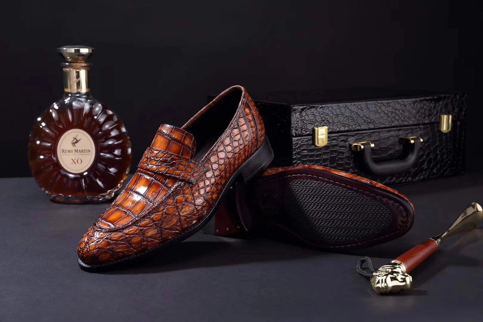 Ugly Loafers Crocodile Shoes Mens Crocodile Leather Penny Loafer Shoes Vintage Brown