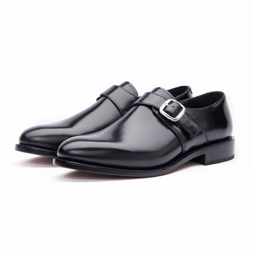 Monk Shoe - Black Steel Toe Cap Brogues