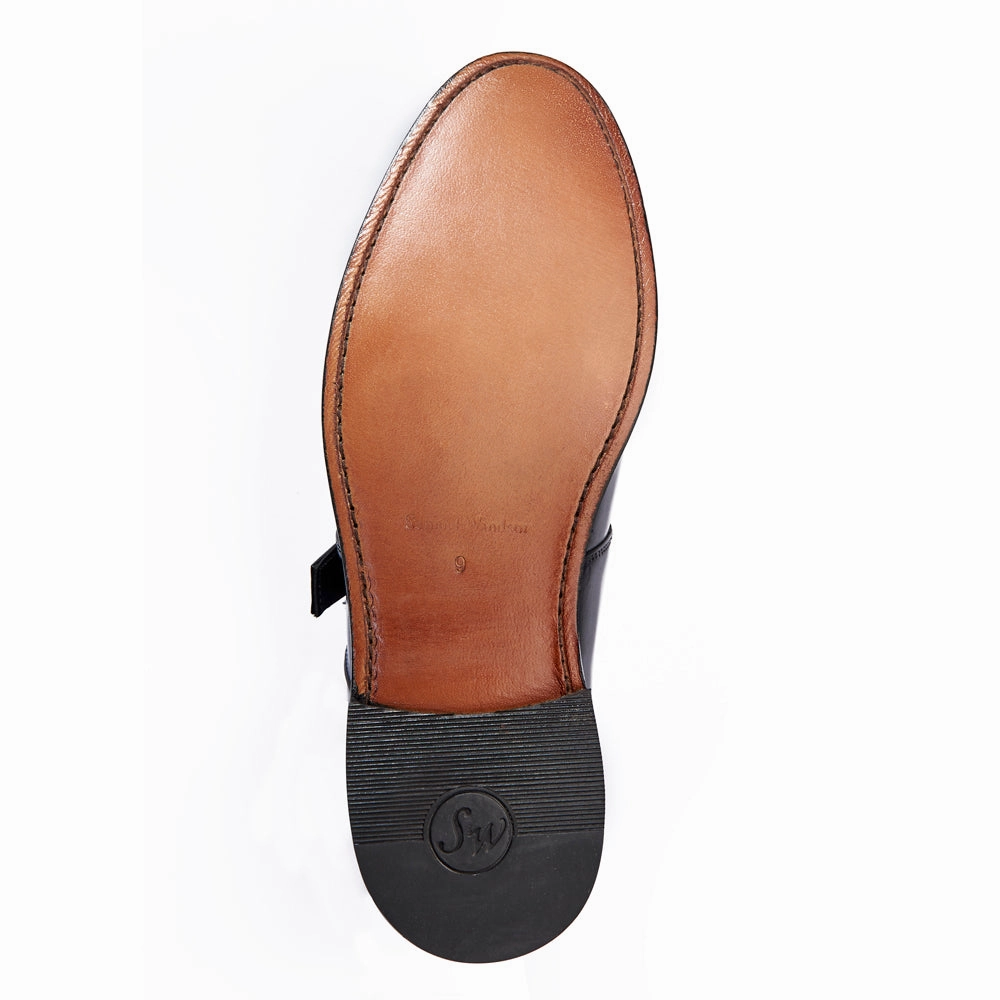 Monk Shoe - Black Wingtip Brogue Oxford Shoes