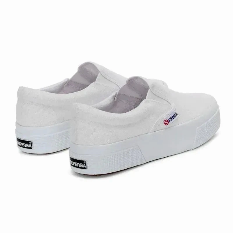 Slip On Shoe Laces Superga Classic Platform Canvas Slip On - White