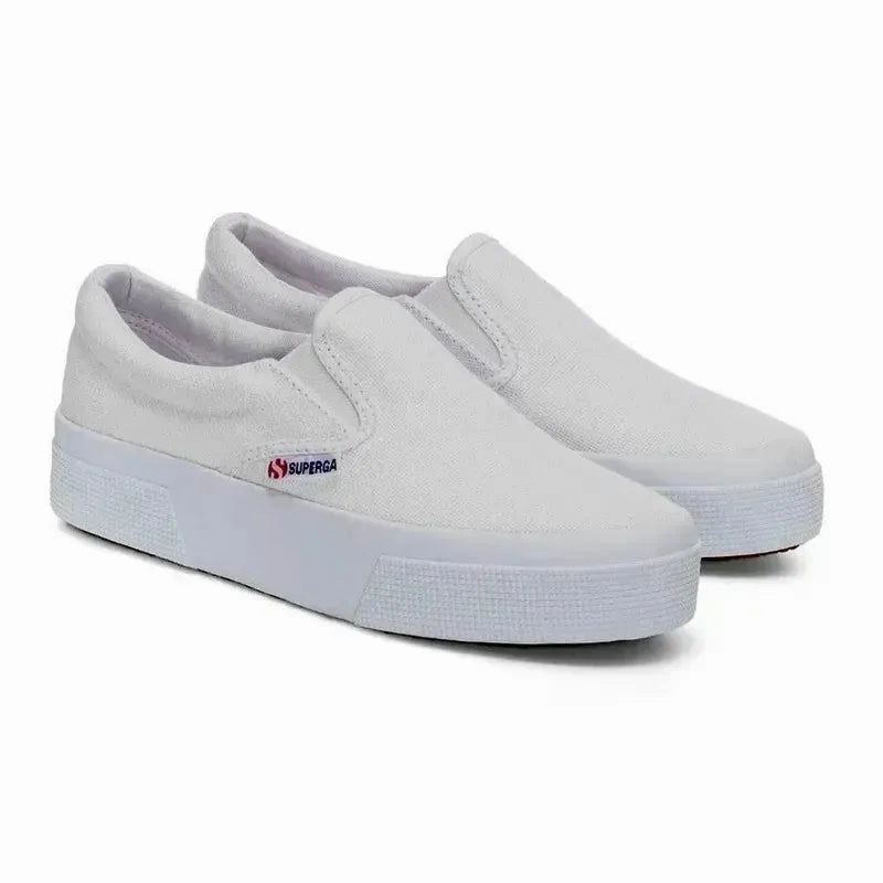 Superga Classic Platform Canvas Slip On - White