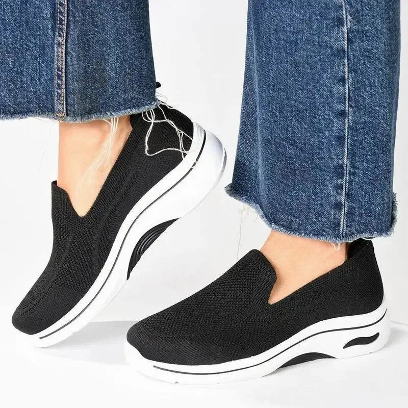Alessio Fly Knit Slip On Sneaker  - Black / White