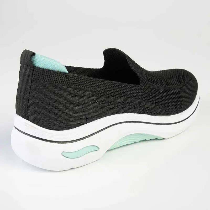 Alessio Fly Knit Slip On Sneaker  - Black / White Slip On Trainers
