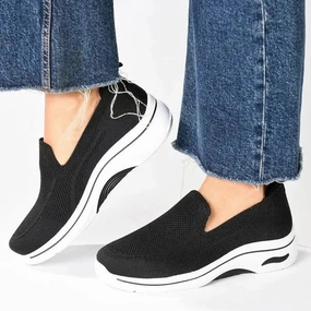 Alessio Fly Knit Slip On Sneaker  - Black / White Melanie Slip On