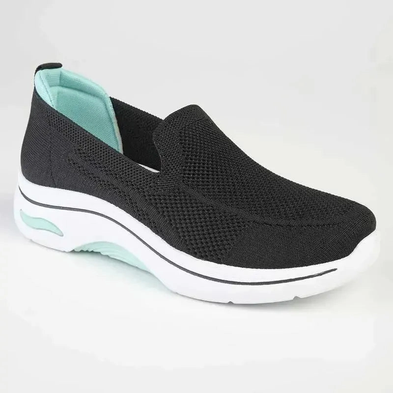 Business Casual Slip On Shoes Alessio Fly Knit Slip On Sneaker  - Black / White