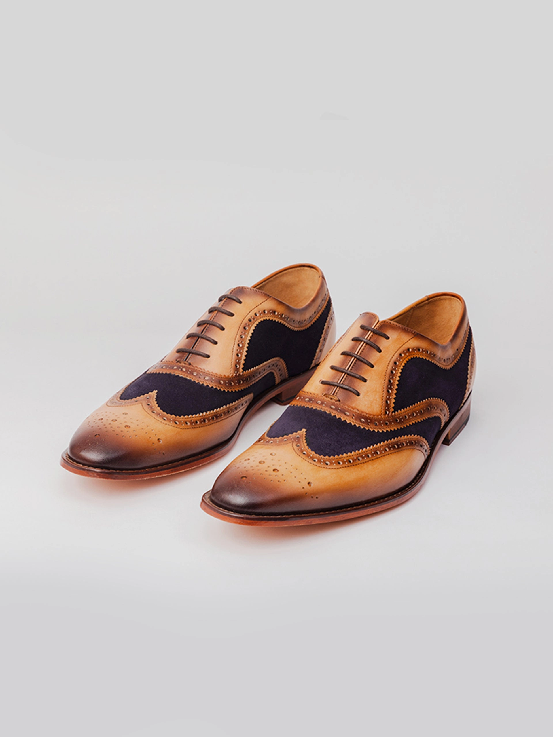 Stella Spectator Wingtip Oxford - Tan/ Blue Best Oxford Dress Shoes
