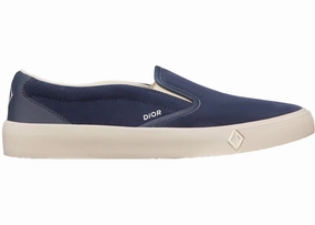 Dior B101 Slip-On Navy Blue Suede Calfskin Slip On Open Back Shoes