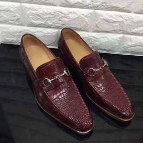 Crocodile Shoes Wine Red Genuine All-Over Crocodile  Belly Skin Slip On~ Loafer Shoes for Men Nunn Bush Loafers