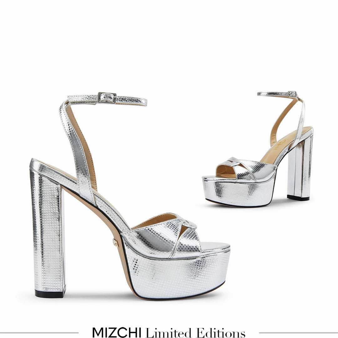 *CHARLOTTE SILVER - platform leather sandals Clark Privo Mary Jane Shoes