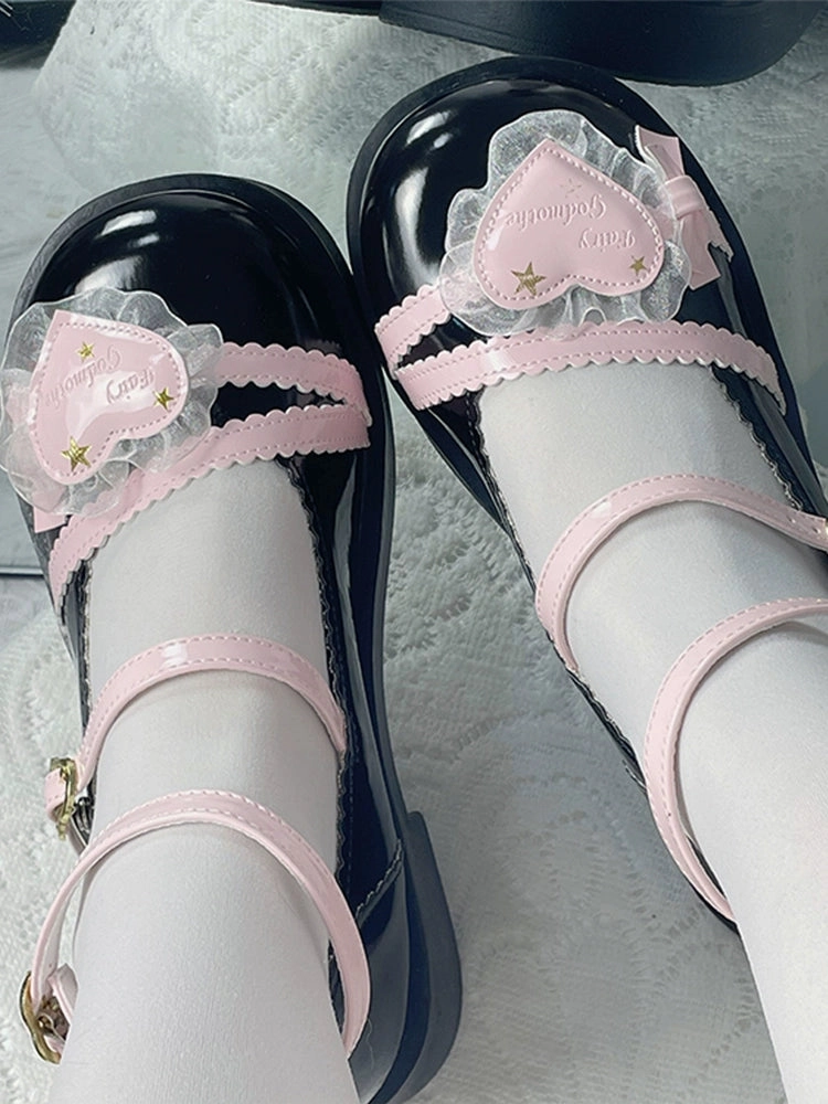 Heart Knot Round Toe Platform Shoes