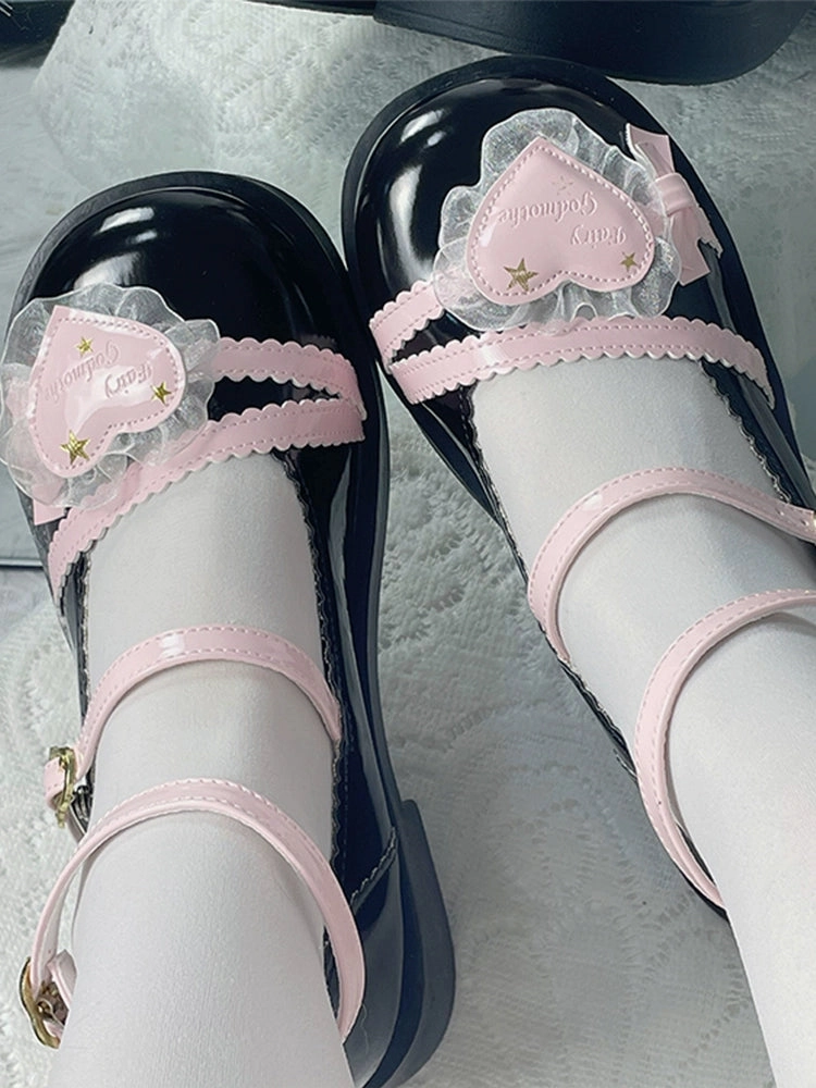 Heart Knot Round Toe Platform Shoes