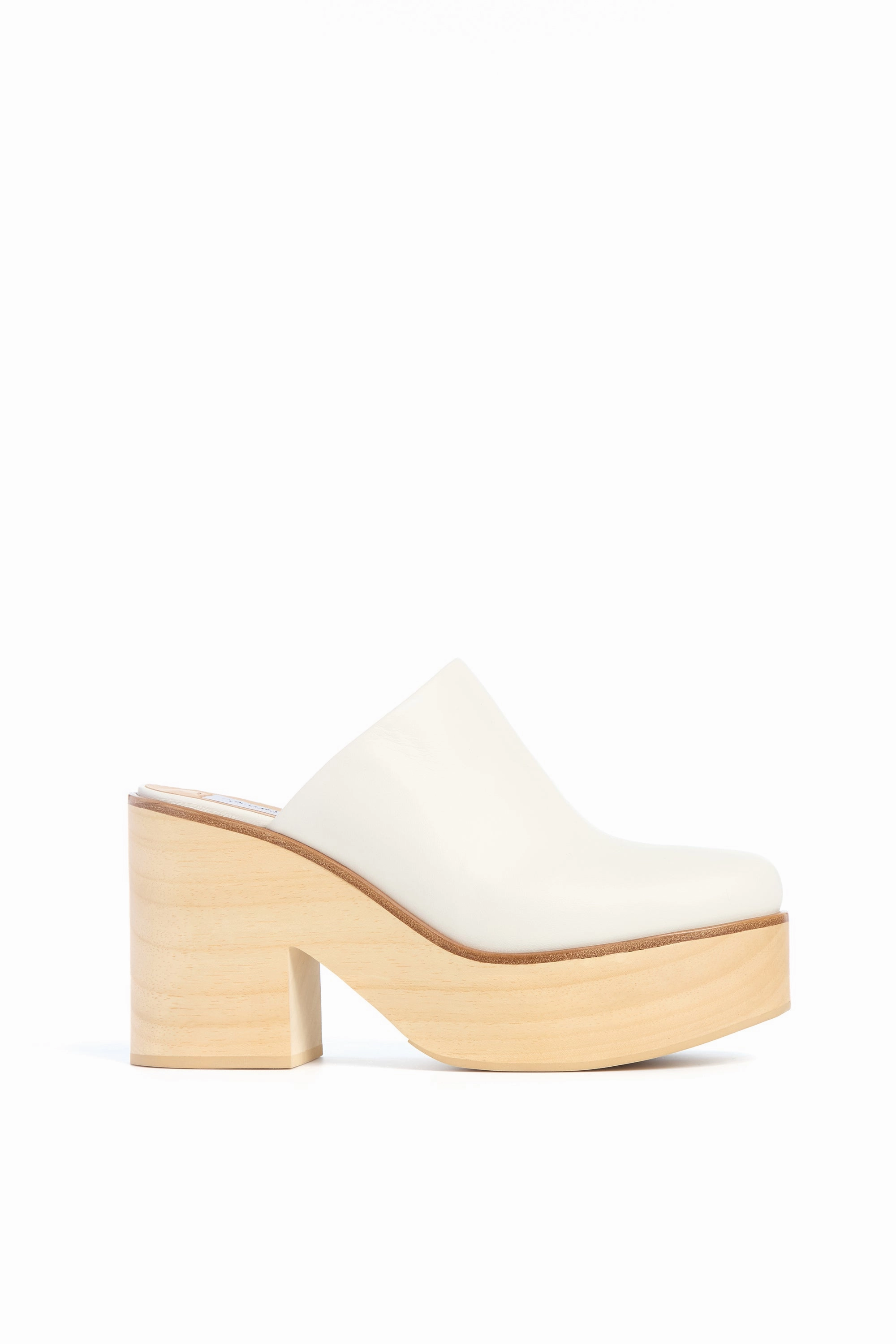 Dressy Low Heel Mary Jane Shoes Blake Platform Mule in Ivory Leather