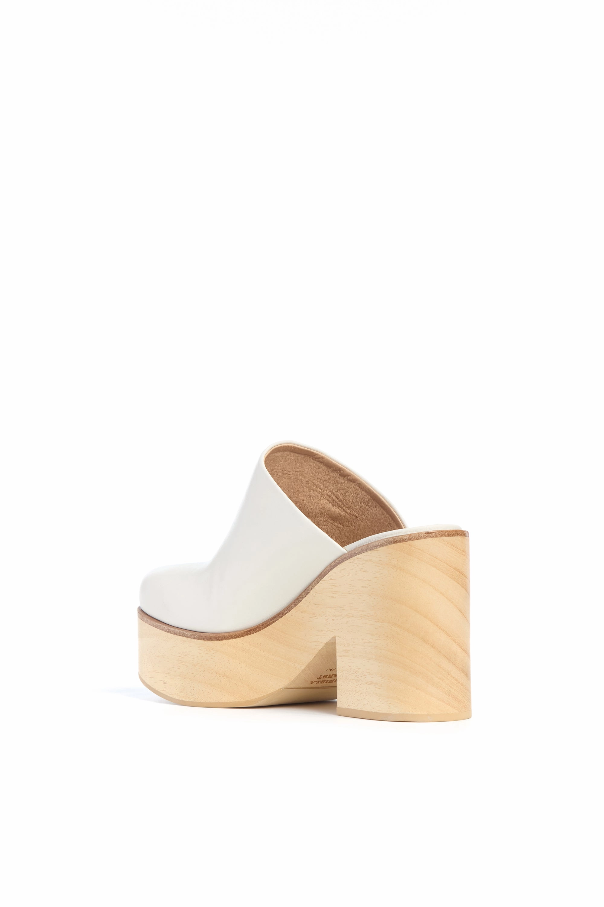 Blake Platform Mule in Ivory Leather Plain Mary Jane Shoes
