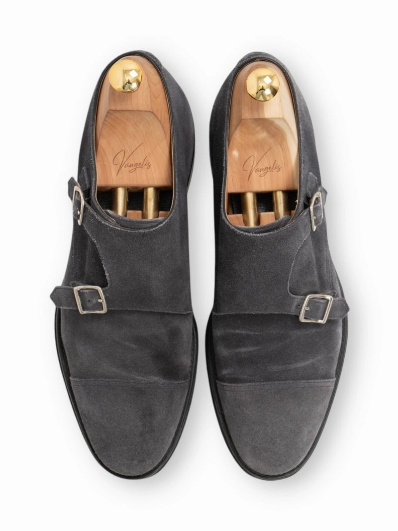 All Leather Brogues Uk Dark Grey Suede Monk