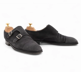Dark Grey Suede Monk Brogues Fans