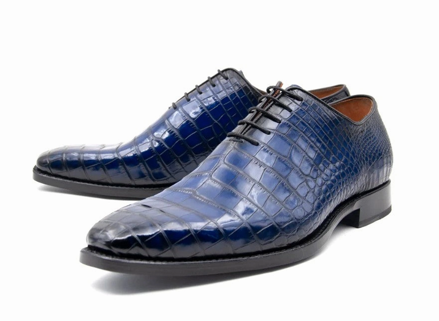 Style: Jason-Alligator Navy Rollie Oxfords