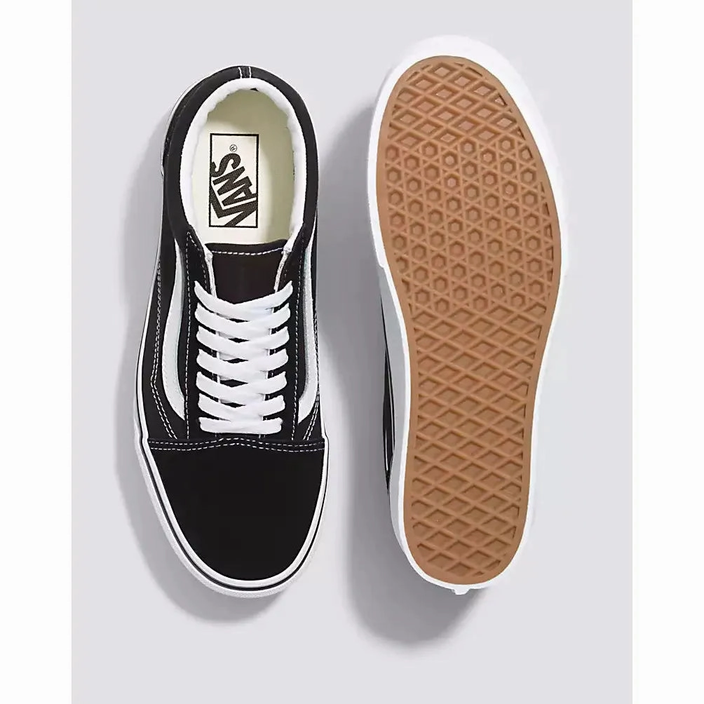 8053 Leather Platform Casual Shoes Vans Unisex Old Skool Stackform Shoes - Black / White