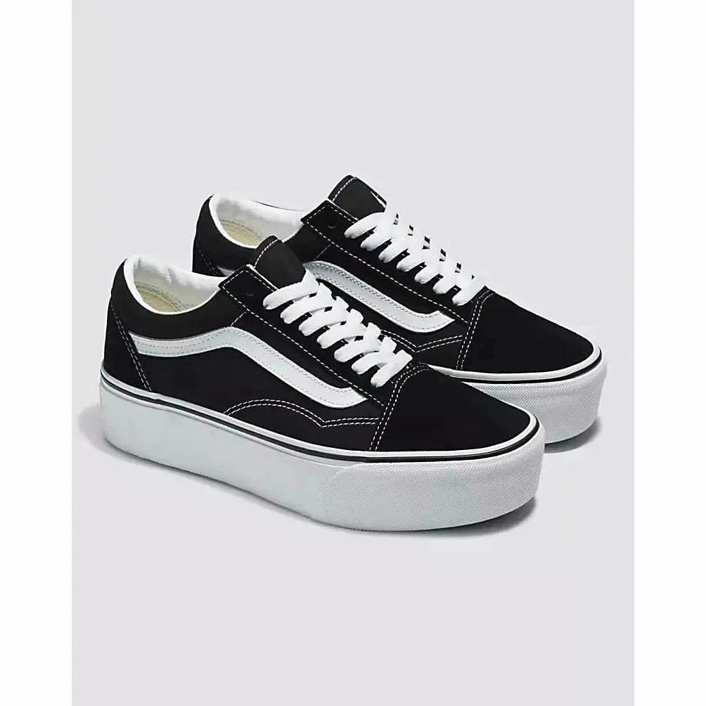 Black And White Casual Shoes Vans Unisex Old Skool Stackform Shoes - Black / White