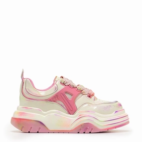 Mary Jane Shape Up Shoes Kaleidoscopic Platform Trainers - Rainbow