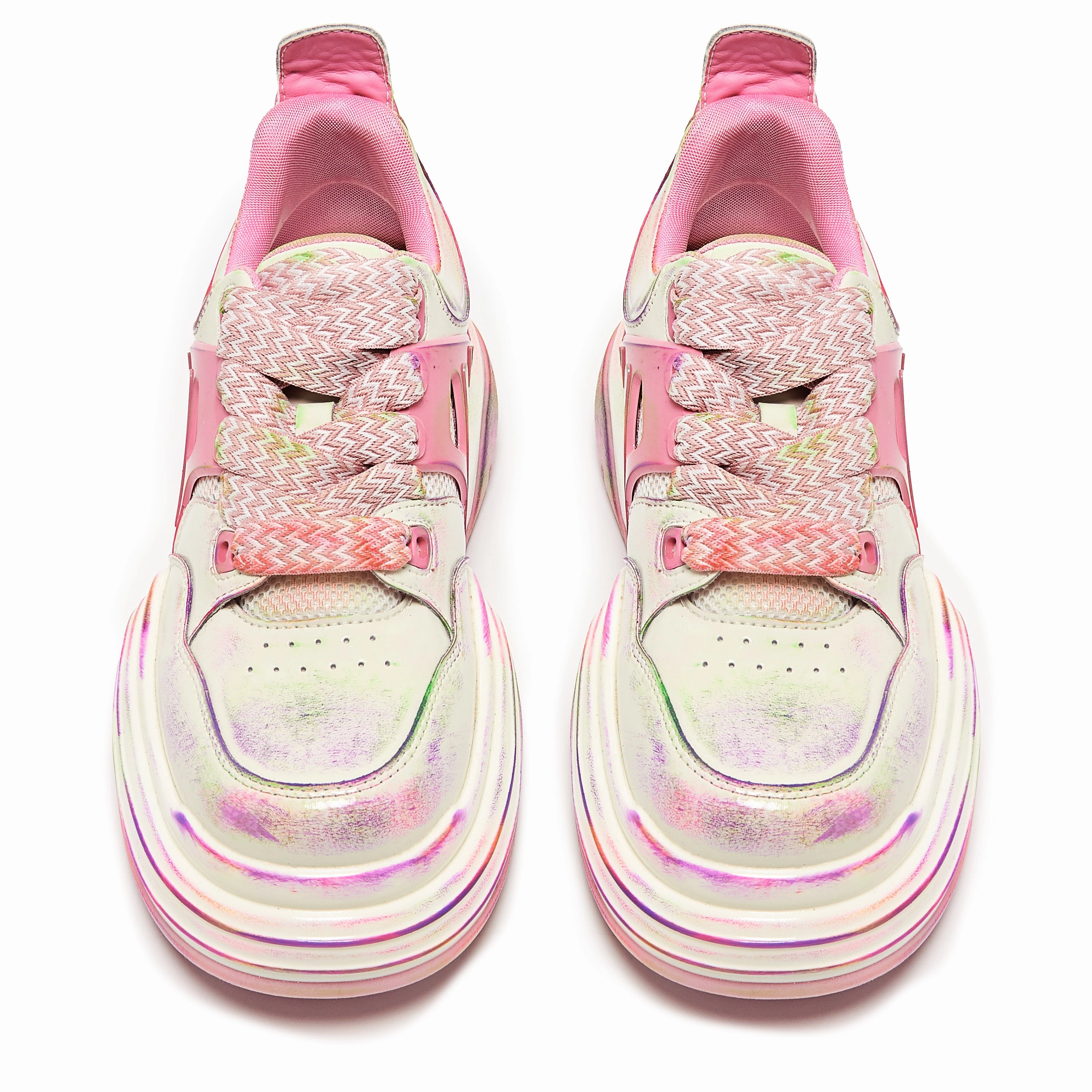 Kaleidoscopic Platform Trainers - Rainbow Cotton Mary Jane Chinese Shoes