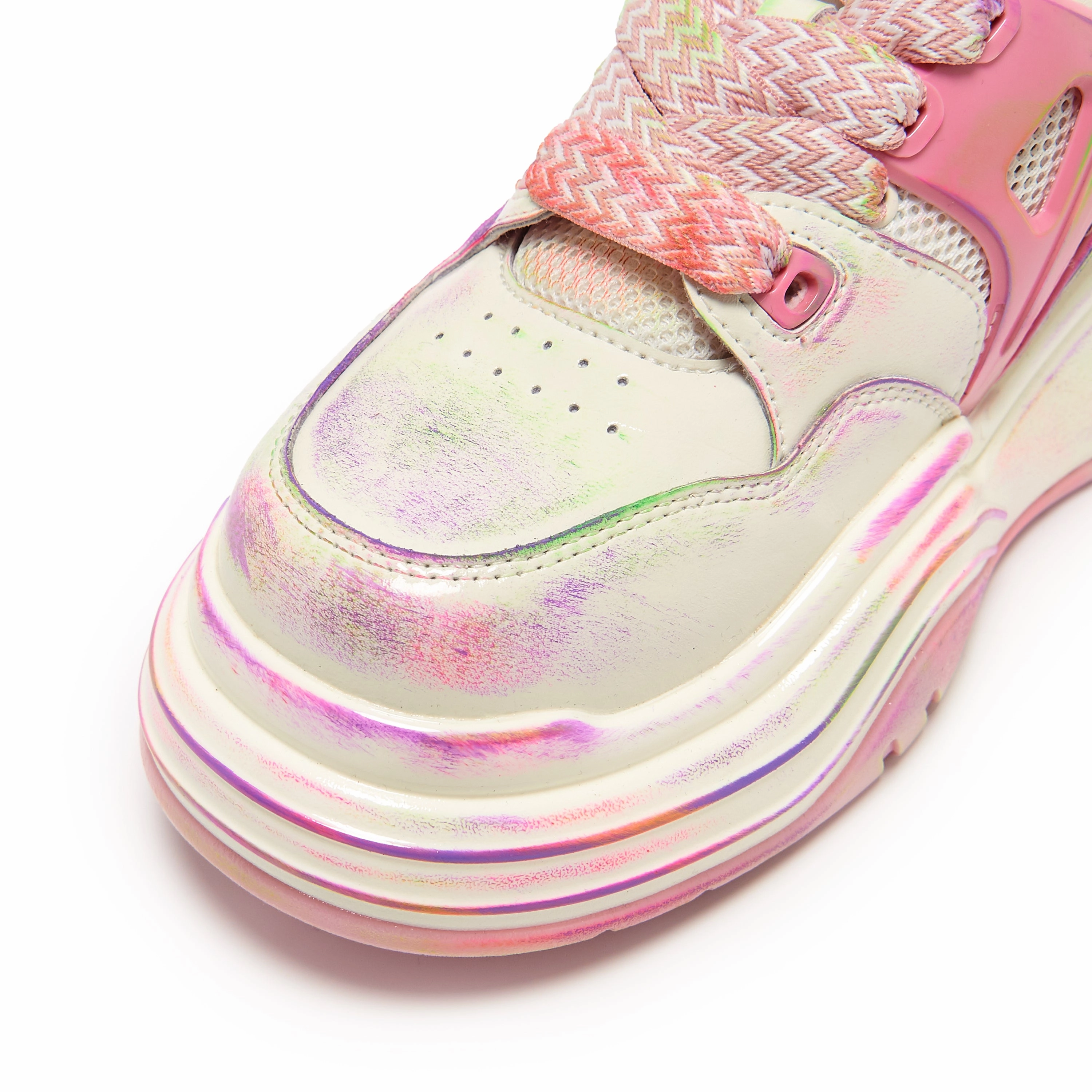 Mary Jane Dress Shoe Kaleidoscopic Platform Trainers - Rainbow