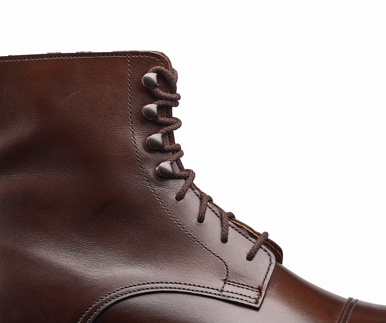 Jane Dark Brown Burnished Calf Silver Lace Up Shoes