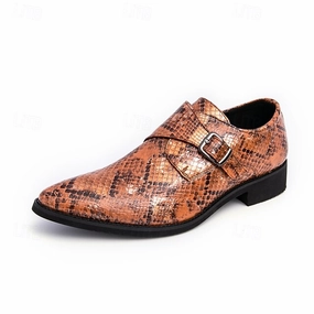Shoes Snake Monk Strap  Classic for Men Print Brown Formal Brogues Workshop