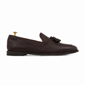 Penny Loafers Definition Danver - Men's Dark Brown Pebble Grain Leather Loafer
