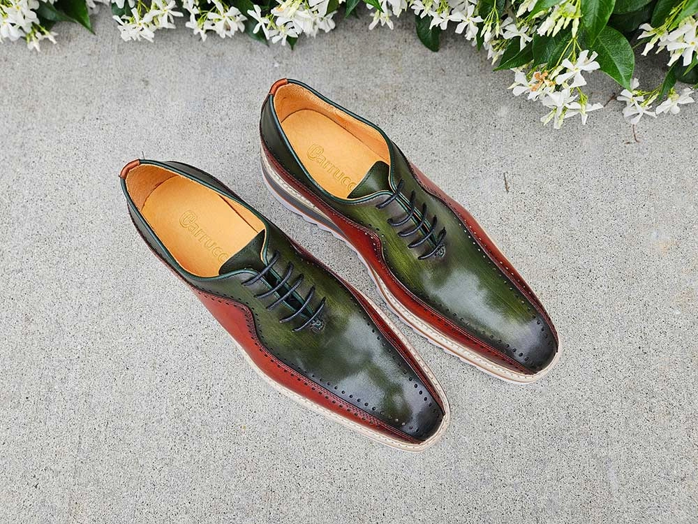 Wide Oxford Shoes Stylish Two-Tone Brogue Oxford