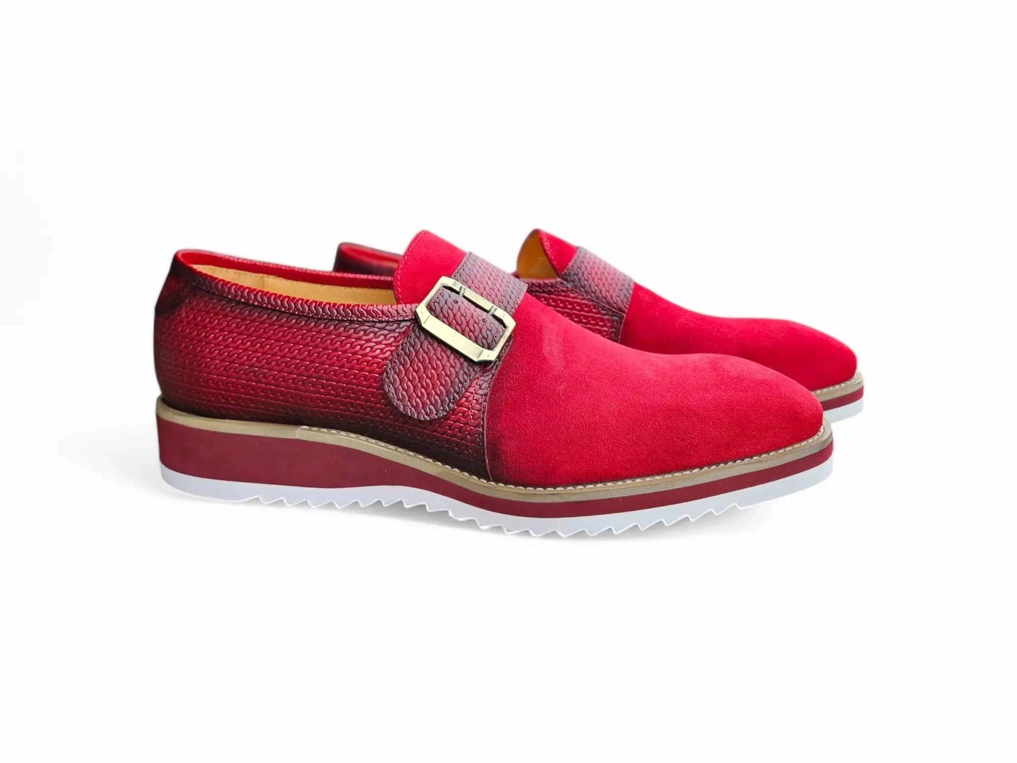 Suede Buckle Monk Strap Shoe Jeans Brogues