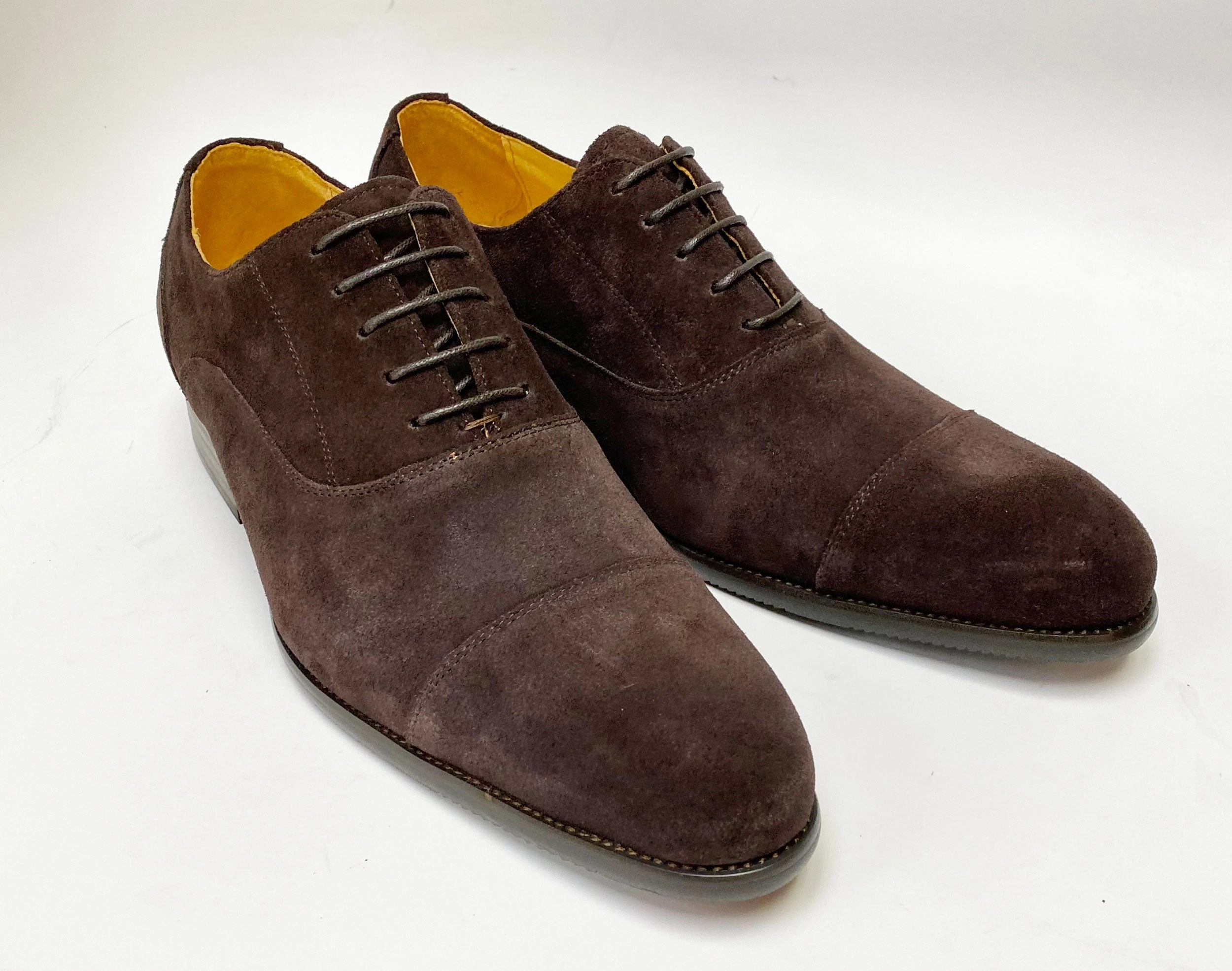 Suede Lace-Up Oxford Chocolate Ariano Cap Toe Oxfords