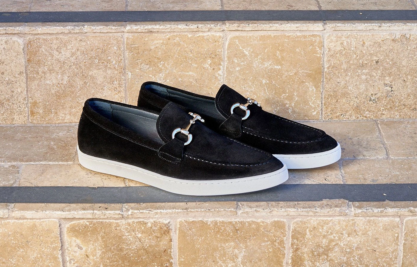 Suede Slip-On Horsebit Loafer Black Slip On Wallabees